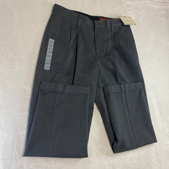 NWT EDDIE BAUER Nano Care Dress Casual Pleated Ruston Fit Pants Charcoal 34 x 30 - Picture 6 of 12